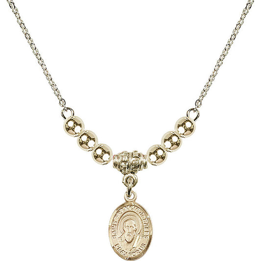 14kt Gold Filled Saint Francis de Sales Birthstone Necklace with Gold Filled Beads - 9035