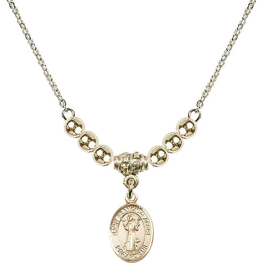 14kt Gold Filled Saint Francis of Assisi Birthstone Necklace with Gold Filled Beads - 9036