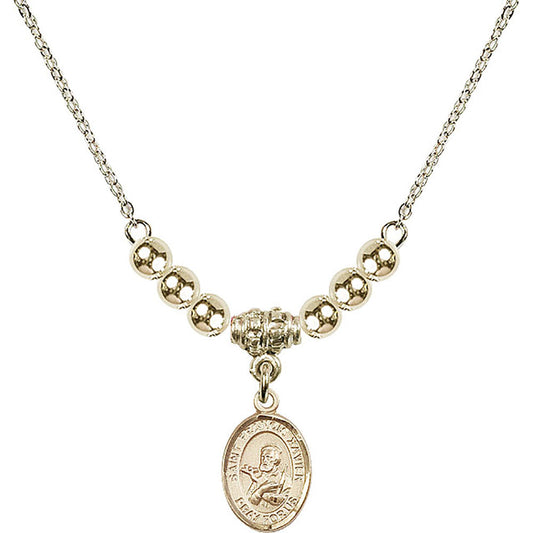 14kt Gold Filled Saint Francis Xavier Birthstone Necklace with Gold Filled Beads - 9037