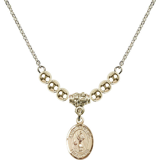 14kt Gold Filled Saint Genesius of Rome Birthstone Necklace with Gold Filled Beads - 9038