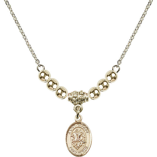 14kt Gold Filled Saint George Birthstone Necklace with Gold Filled Beads - 9040
