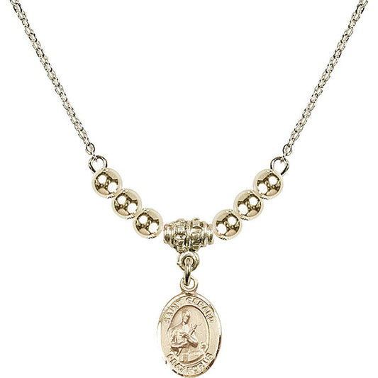14kt Gold Filled Saint Gerard Majella Birthstone Necklace with Gold Filled Beads - 9042