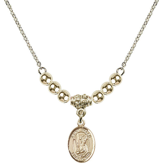 14kt Gold Filled Saint Helen Birthstone Necklace with Gold Filled Beads - 9043