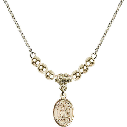 14kt Gold Filled Saint Hubert of Liege Birthstone Necklace with Gold Filled Beads - 9045