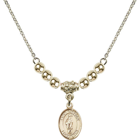 14kt Gold Filled Saint Gregory the Great Birthstone Necklace with Gold Filled Beads - 9048