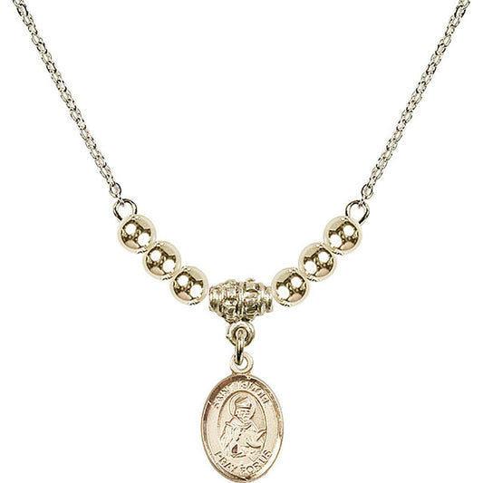 14kt Gold Filled Saint Isidore of Seville Birthstone Necklace with Gold Filled Beads - 9049