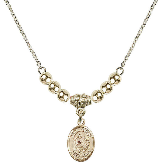 14kt Gold Filled Saint Jason Birthstone Necklace with Gold Filled Beads - 9051