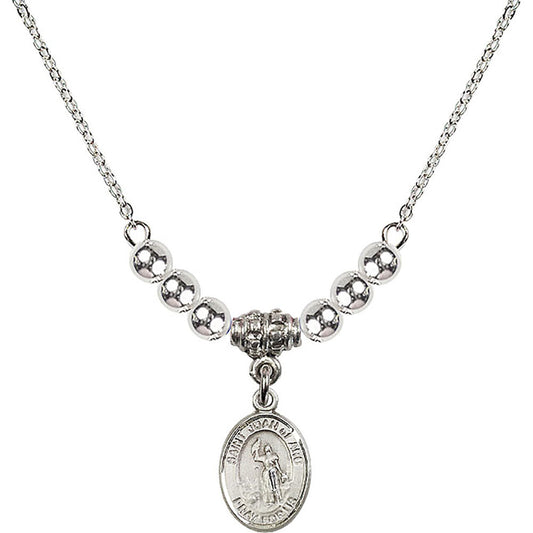 Sterling Silver Saint Joan of Arc Birthstone Necklace with Sterling Silver Beads - 9053