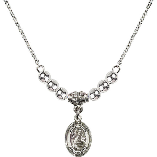 Sterling Silver Saint John the Apostle Birthstone Necklace with Sterling Silver Beads - 9056