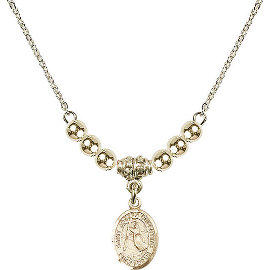 14kt Gold Filled Saint Joseph of Cupertino Birthstone Necklace with Gold Filled Beads - 9057