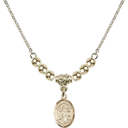 14kt Gold Filled Saint Joseph Birthstone Necklace with Gold Filled Beads - 9058