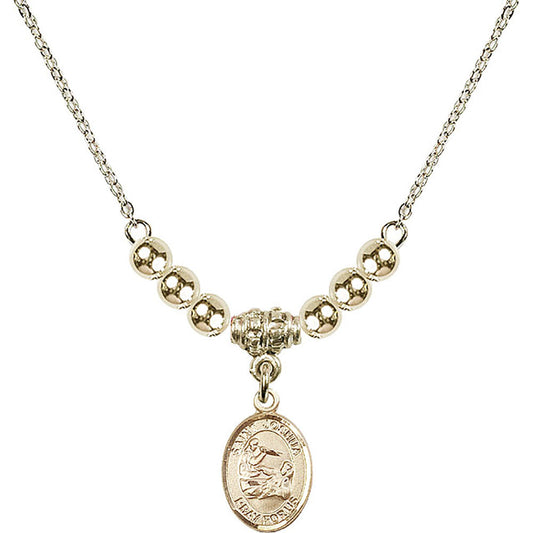 14kt Gold Filled Saint Joshua Birthstone Necklace with Gold Filled Beads - 9059