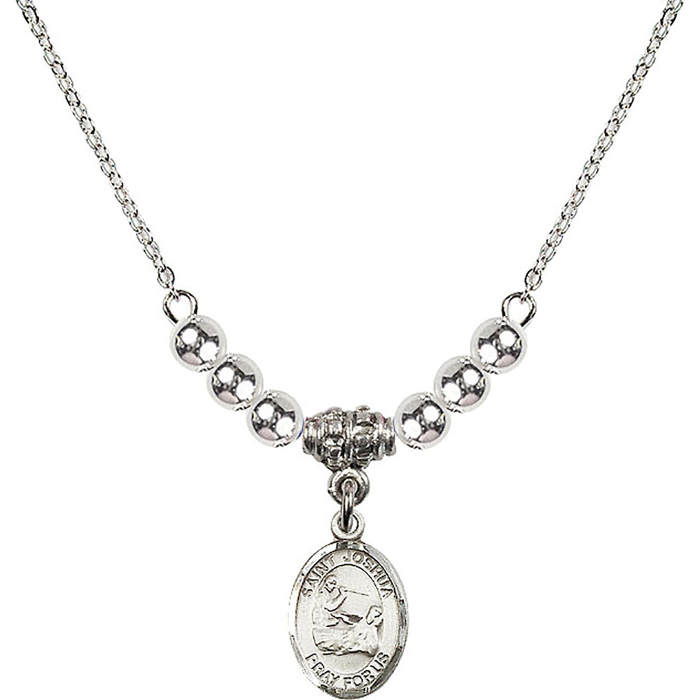 Sterling Silver Saint Joshua Birthstone Necklace with Sterling Silver Beads - 9059