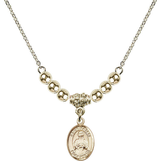 14kt Gold Filled Saint Kateri Tekakwitha Birthstone Necklace with Gold Filled Beads - 9061