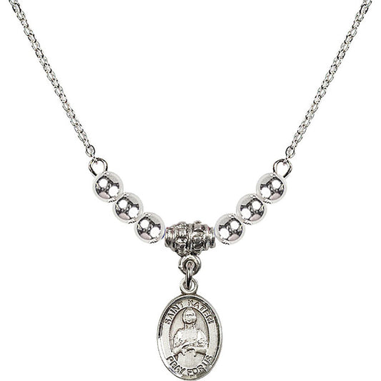 Sterling Silver Saint Kateri Tekakwitha Birthstone Necklace with Sterling Silver Beads - 9061