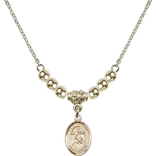 14kt Gold Filled Saint Kevin Birthstone Necklace with Gold Filled Beads - 9062