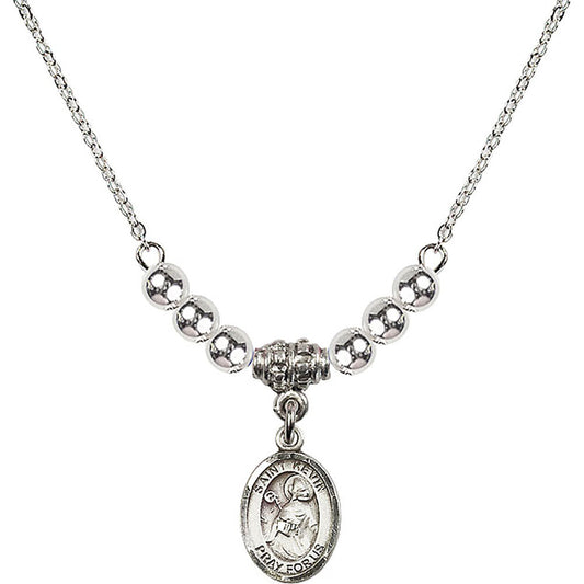 Sterling Silver Saint Kevin Birthstone Necklace with Sterling Silver Beads - 9062