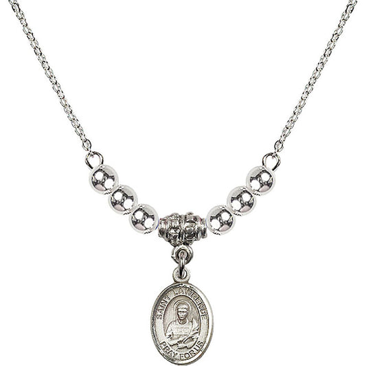 Sterling Silver Saint Lawrence Birthstone Necklace with Sterling Silver Beads - 9063