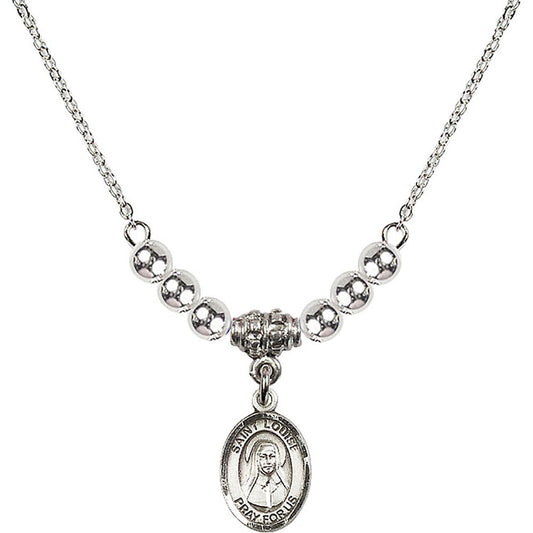 Sterling Silver Saint Louise de Marillac Birthstone Necklace with Sterling Silver Beads - 9064