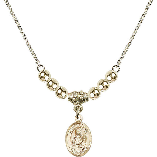 14kt Gold Filled Saint Lucia of Syracuse Birthstone Necklace with Gold Filled Beads - 9065