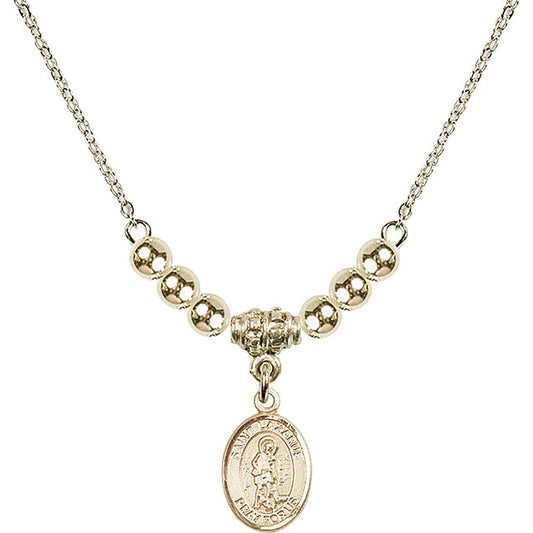 14kt Gold Filled Saint Lazarus Birthstone Necklace with Gold Filled Beads - 9066