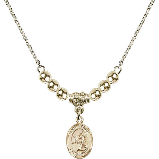 14kt Gold Filled Saint Luke the Apostle Birthstone Necklace with Gold Filled Beads - 9068