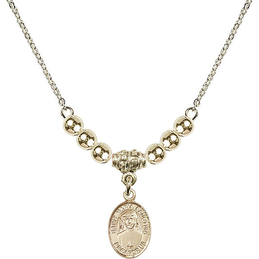 14kt Gold Filled Saint Maria Faustina Birthstone Necklace with Gold Filled Beads - 9069