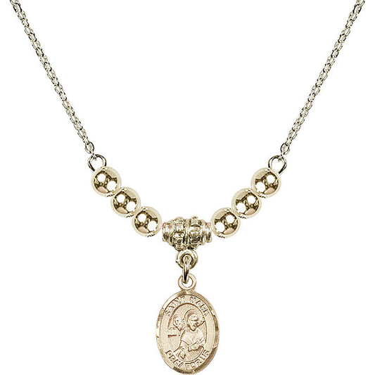 14kt Gold Filled Saint Mark the Evangelist Birthstone Necklace with Gold Filled Beads - 9070