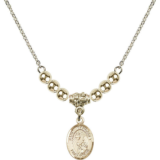 14kt Gold Filled Saint Margaret Mary Alacoque Birthstone Necklace with Gold Filled Beads - 9072