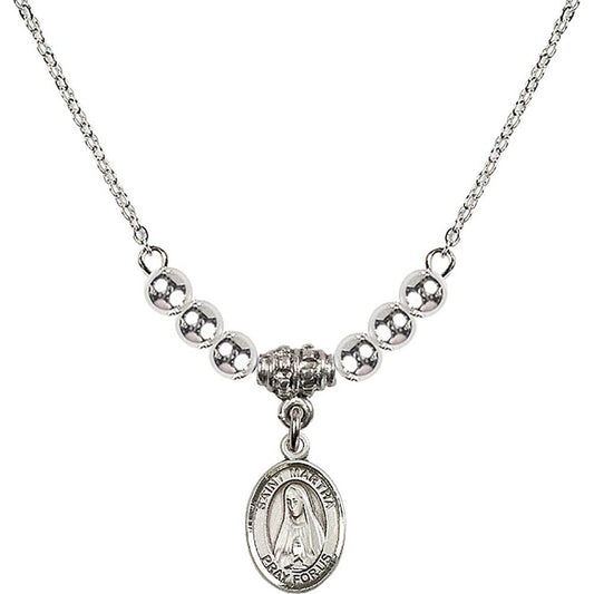 Sterling Silver Saint Martha Birthstone Necklace with Sterling Silver Beads - 9075