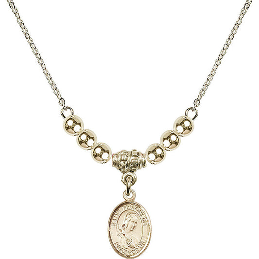 14kt Gold Filled Saint Philomena Birthstone Necklace with Gold Filled Beads - 9077