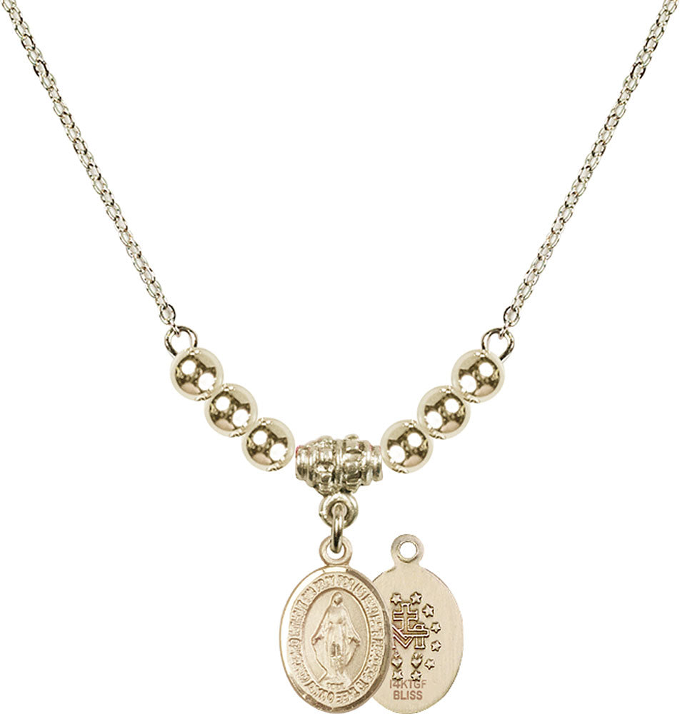 14kt Gold Filled Miraculous Birthstone Necklace with Gold Filled Beads - 9078