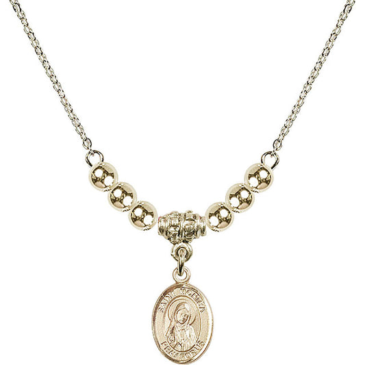 14kt Gold Filled Saint Monica Birthstone Necklace with Gold Filled Beads - 9079