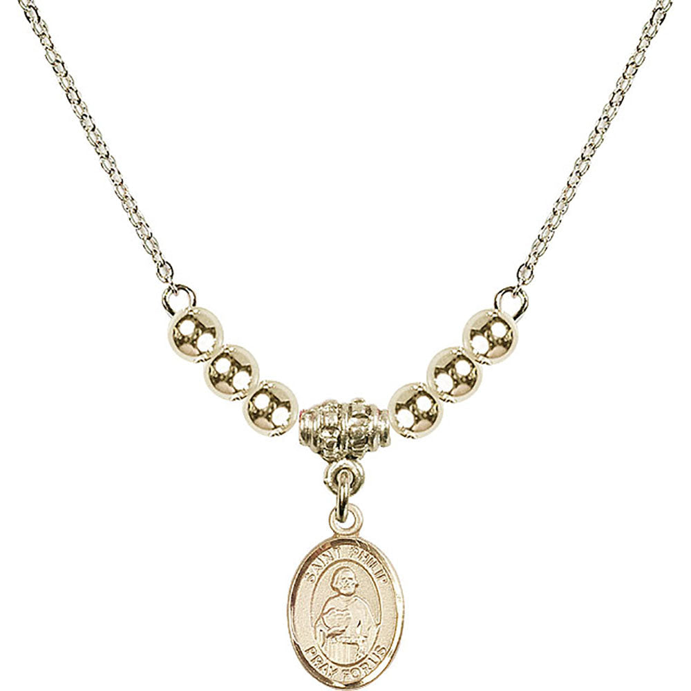 14kt Gold Filled Saint Philip the Apostle Birthstone Necklace with Gold Filled Beads - 9083