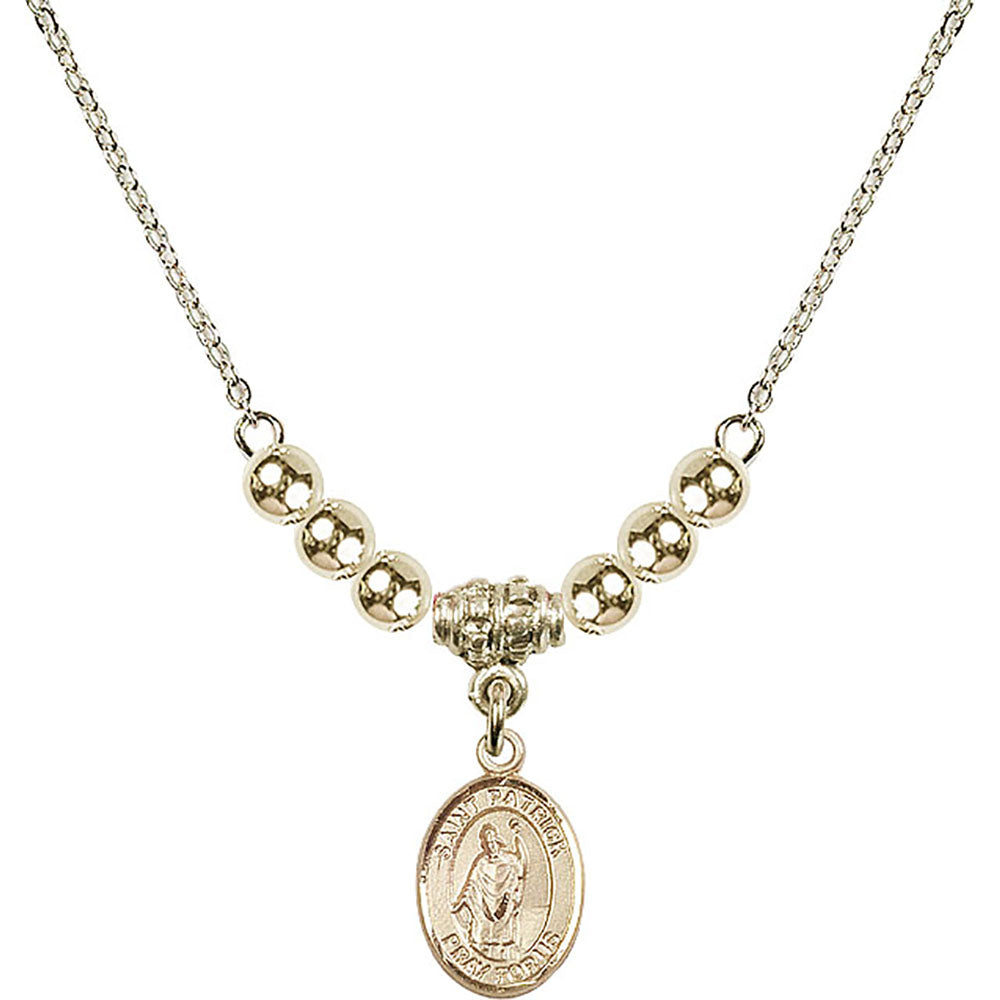14kt Gold Filled Saint Patrick Birthstone Necklace with Gold Filled Beads - 9084