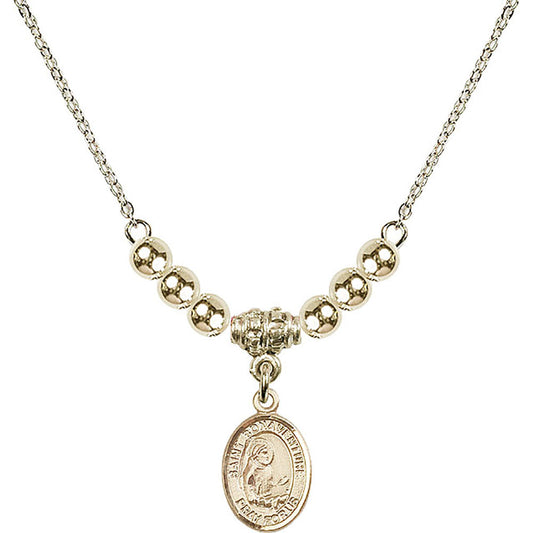 14kt Gold Filled Saint Bonaventure Birthstone Necklace with Gold Filled Beads - 9085