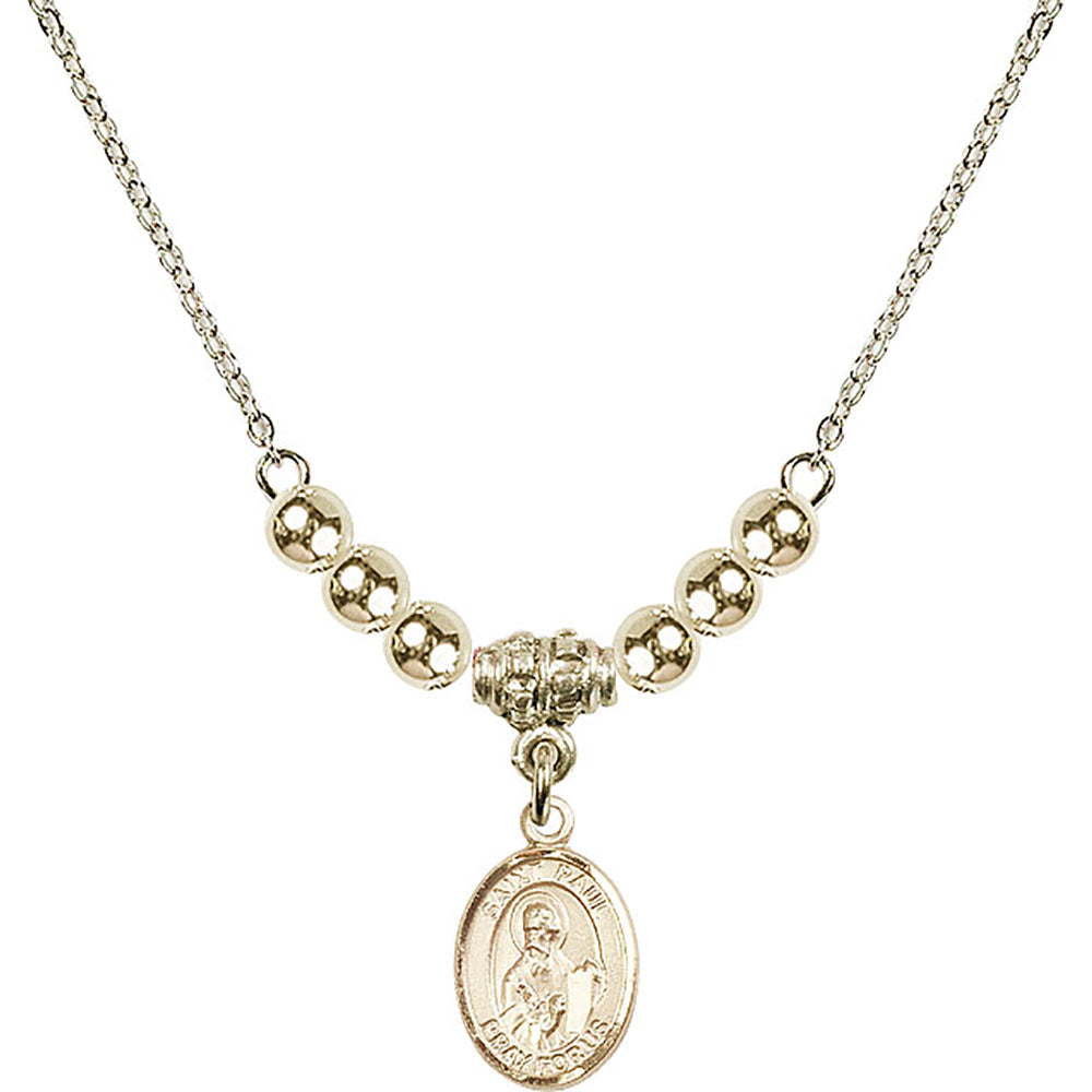 14kt Gold Filled Saint Paul the Apostle Birthstone Necklace with Gold Filled Beads - 9086