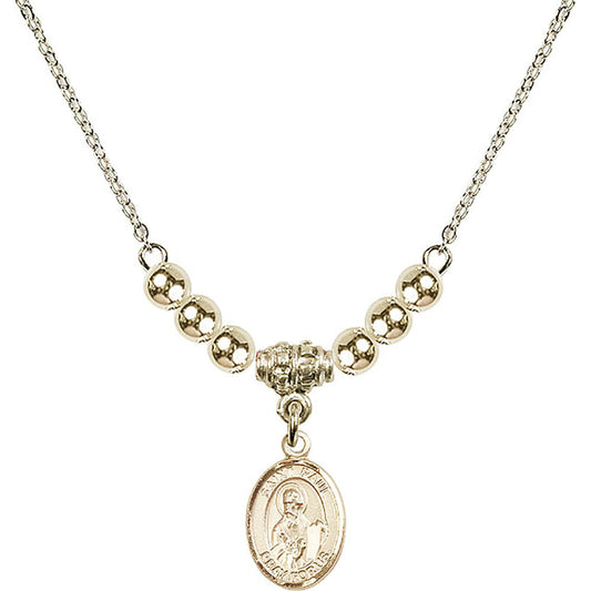 14kt Gold Filled Saint Paul the Apostle Birthstone Necklace with Gold Filled Beads - 9086