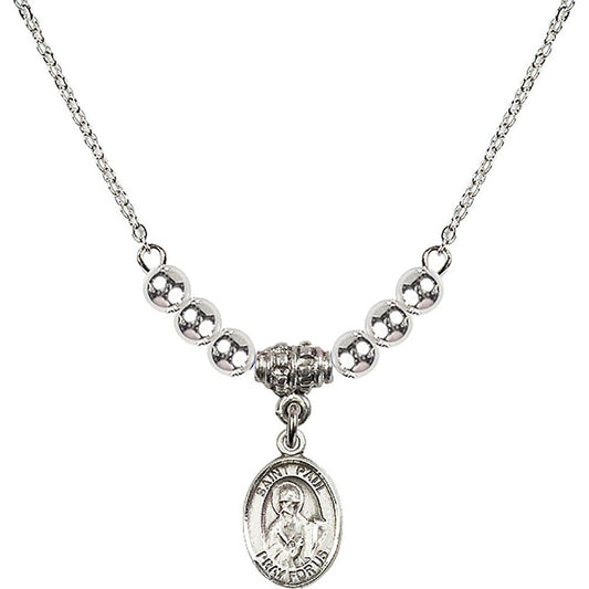 Sterling Silver Saint Paul the Apostle Birthstone Necklace with Sterling Silver Beads - 9086