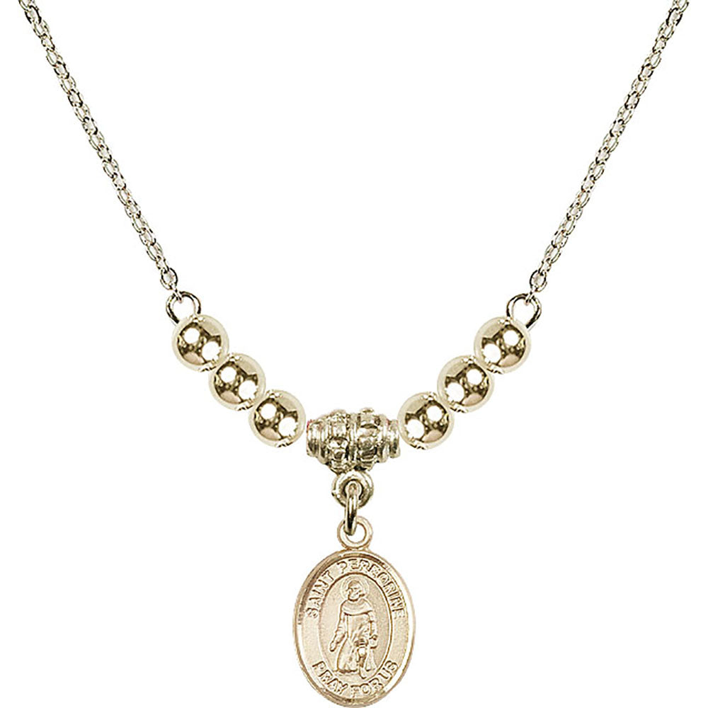 14kt Gold Filled Saint Peregrine Laziosi Birthstone Necklace with Gold Filled Beads - 9088
