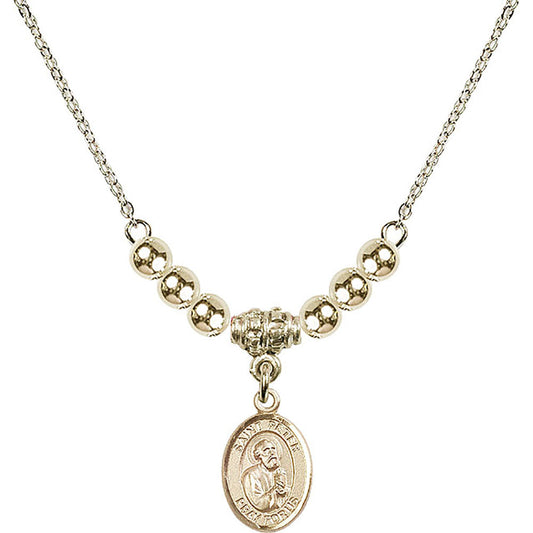 14kt Gold Filled Saint Peter the Apostle Birthstone Necklace with Gold Filled Beads - 9090
