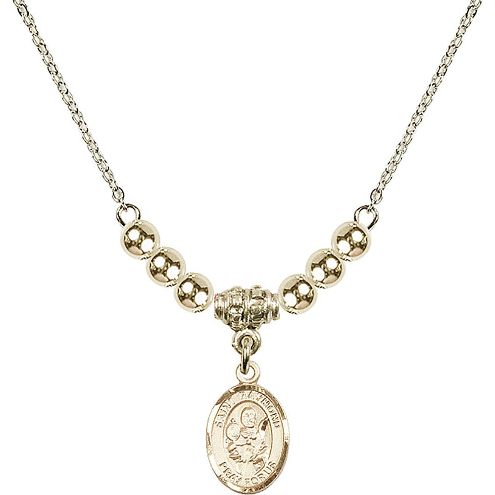 14kt Gold Filled Saint Raymond Nonnatus Birthstone Necklace with Gold Filled Beads - 9091