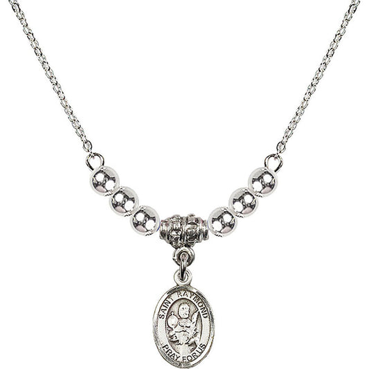 Sterling Silver Saint Raymond Nonnatus Birthstone Necklace with Sterling Silver Beads - 9091