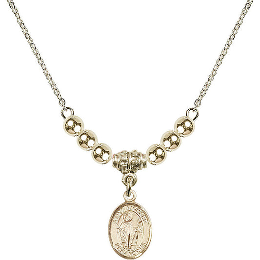 14kt Gold Filled Saint Richard Birthstone Necklace with Gold Filled Beads - 9093