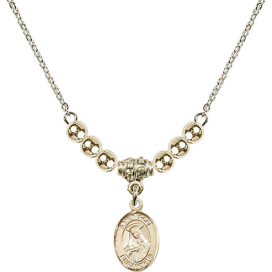 14kt Gold Filled Saint Rose of Lima Birthstone Necklace with Gold Filled Beads - 9095