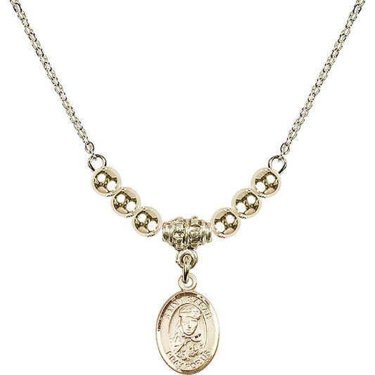 14kt Gold Filled Saint Sarah Birthstone Necklace with Gold Filled Beads - 9097