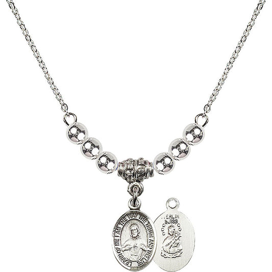 Sterling Silver Scapular Birthstone Necklace with Sterling Silver Beads - 9098