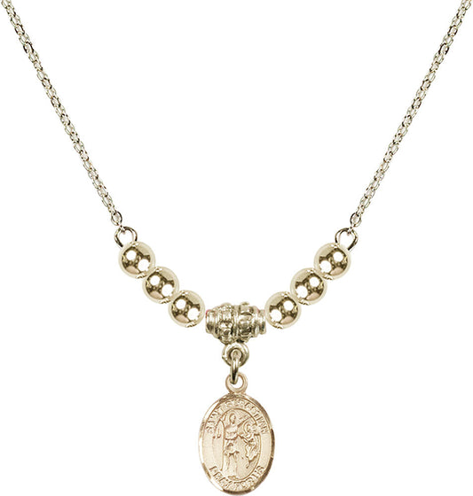 14kt Gold Filled Saint Sebastian Birthstone Necklace with Gold Filled Beads - 9100