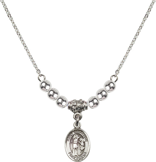 Sterling Silver Saint Sebastian Birthstone Necklace with Sterling Silver Beads - 9100