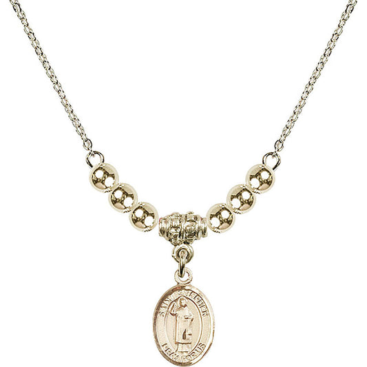 14kt Gold Filled Saint Stephen the Martyr Birthstone Necklace with Gold Filled Beads - 9104